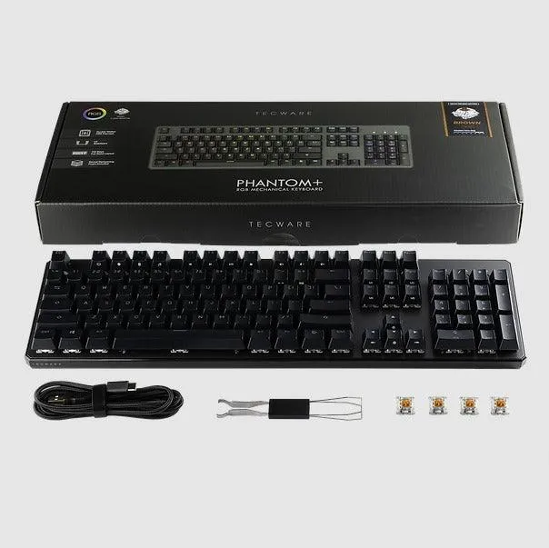 Tecware Phantom+ 104-Keys RGB Wired Mechanical Keyboard (Pre-Lubed Wraith Red Linear Switches)