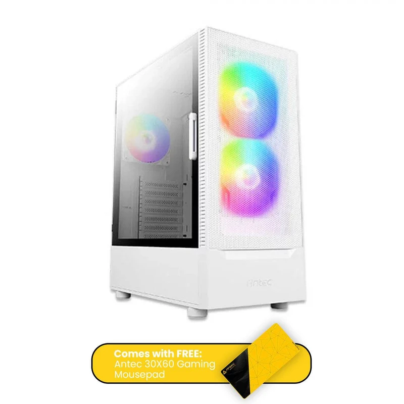 Antec NX410W V2 ATX Mid-Tower Gaming Case (White) + Antec 30X60 Gaming Mouse Pad