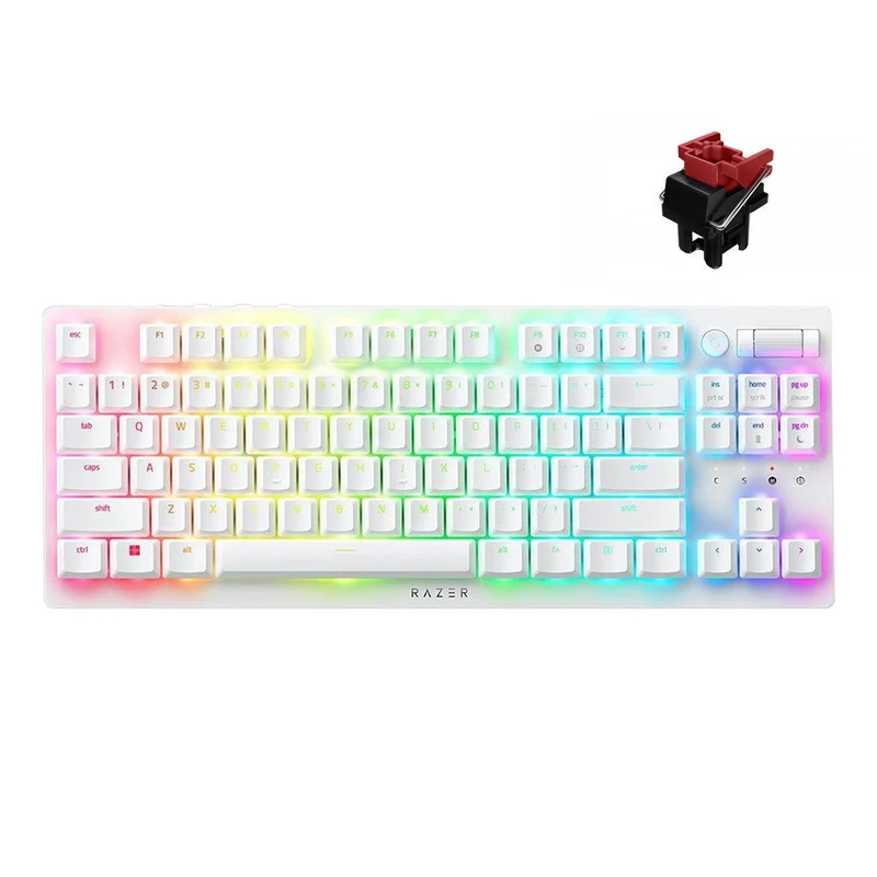Razer Deathstalker V2 PRO Tenkeyless Wireless Low-Profile Optical Gaming Keyboard (White Edition) (Red Switches)