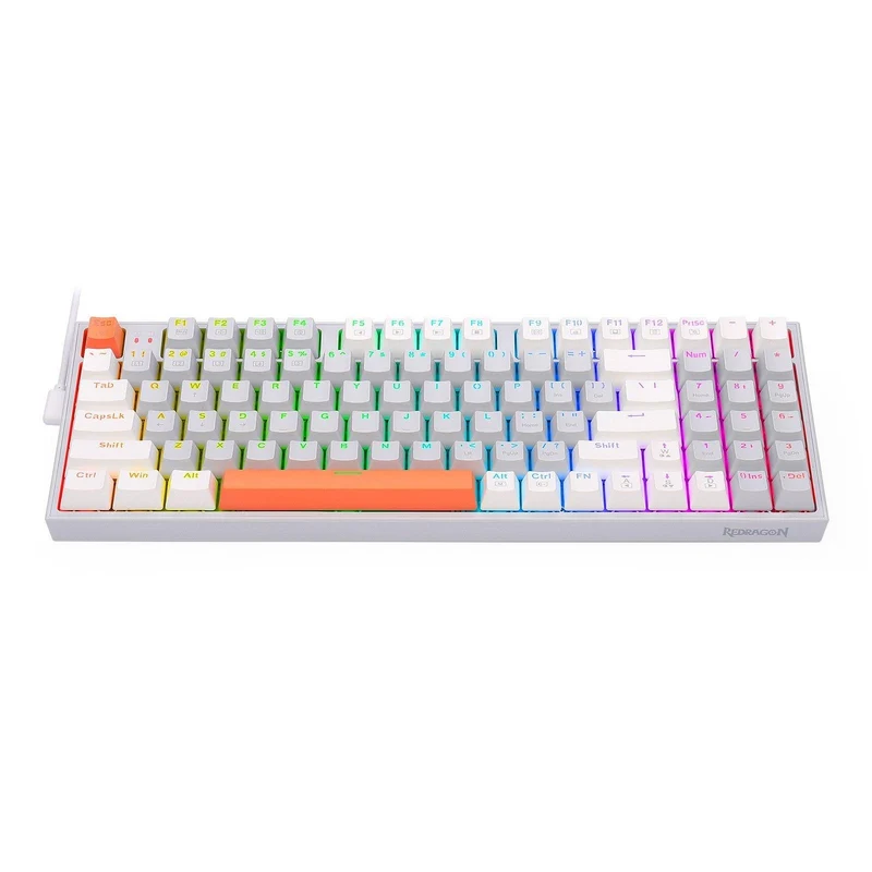 Redragon K636GWO-RGB V2 Kitava Wired Mechanical Gaming Keyboard (Grey-White-Orange) Dust-Proof Red Switch