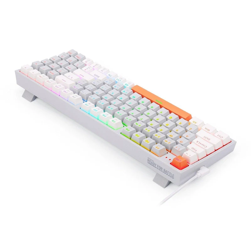 Redragon K636GWO-RGB V2 Kitava Wired Mechanical Gaming Keyboard (Grey-White-Orange) Dust-Proof Red Switch
