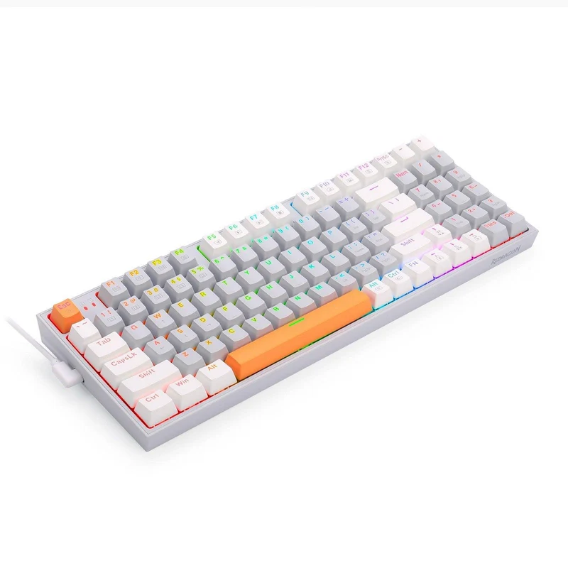Redragon K636GWO-RGB V2 Kitava Wired Mechanical Gaming Keyboard (Grey-White-Orange) Dust-Proof Red Switch