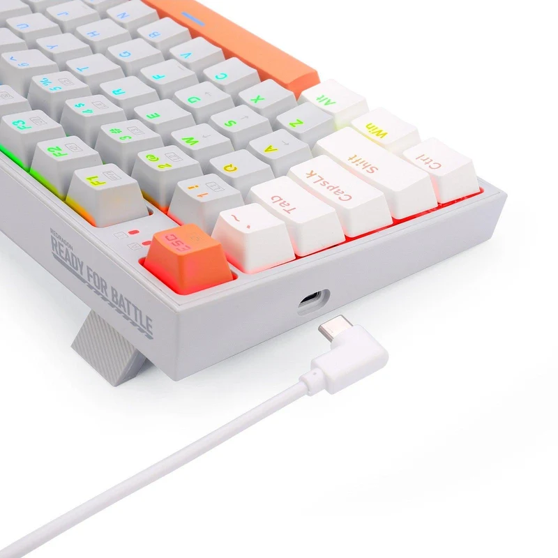 Redragon K636GWO-RGB V2 Kitava Wired Mechanical Gaming Keyboard (Grey-White-Orange) Dust-Proof Red Switch