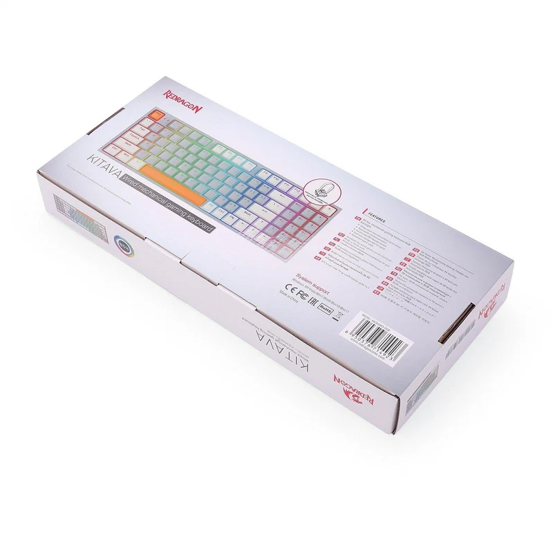 Redragon K636GWO-RGB V2 Kitava Wired Mechanical Gaming Keyboard (Grey-White-Orange) Dust-Proof Red Switch