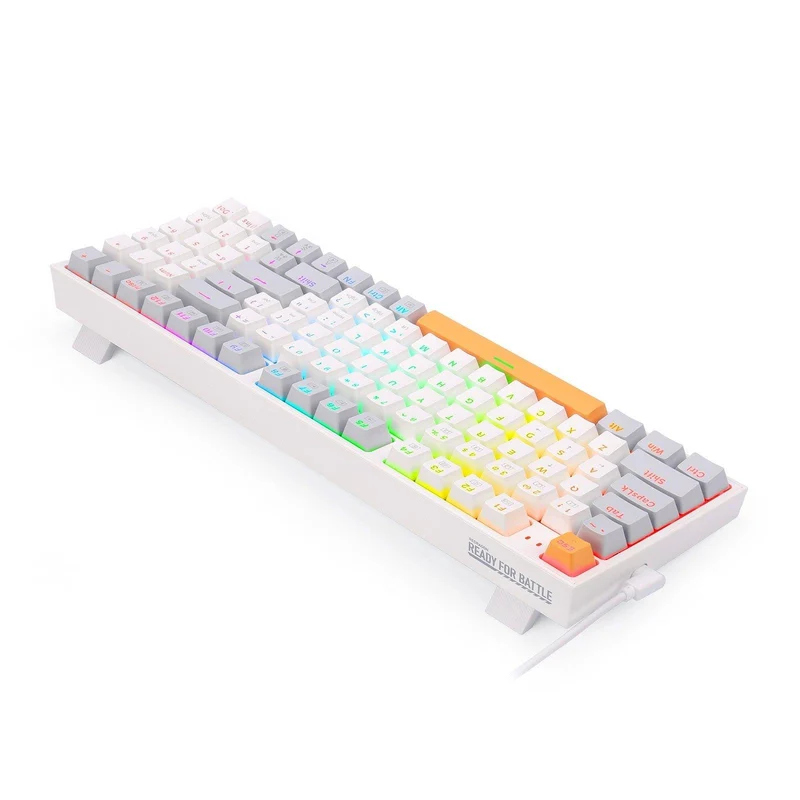 Redragon K636WGO-RGB V2 Kitava Wired Mechanical Gaming Keyboard (White-Grey-Orange) Dust-Proof Red Switch