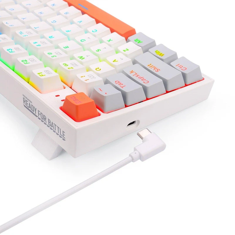 Redragon K636WGO-RGB V2 Kitava Wired Mechanical Gaming Keyboard (White-Grey-Orange) Dust-Proof Red Switch