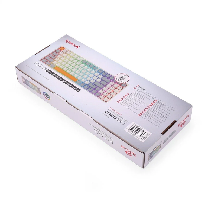 Redragon K636WGO-RGB V2 Kitava Wired Mechanical Gaming Keyboard (White-Grey-Orange) Dust-Proof Red Switch