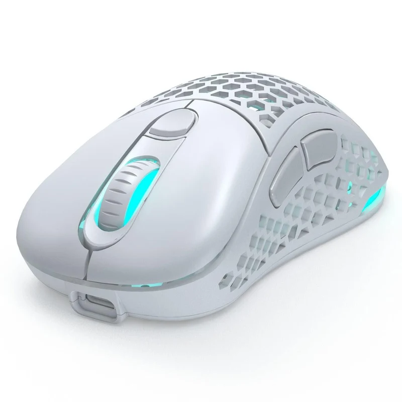 PWNAGE Ultra Custom Ergo Gen 2 Wireless RGB Gaming Mouse Honeycomb Sides (White) (UC-MC2W)