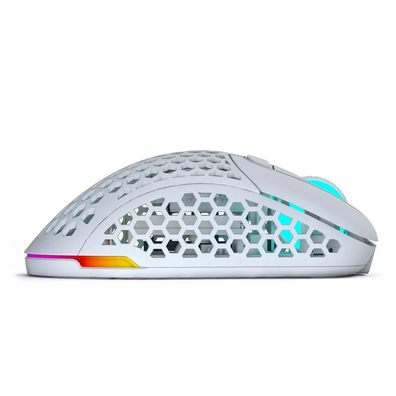 PWNAGE Ultra Custom Ergo Gen 2 Wireless RGB Gaming Mouse Honeycomb Sides (White) (UC-MC2W)