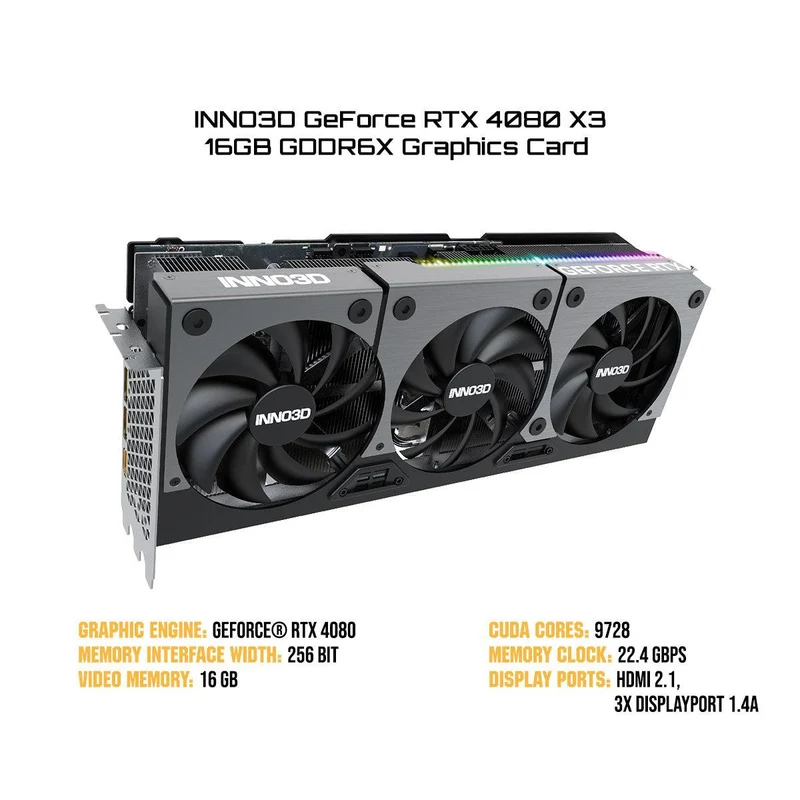 INNO3D GeForce RTX 4080 X3 16GB GDDR6X Graphics Card (N40803-166X-187049N)