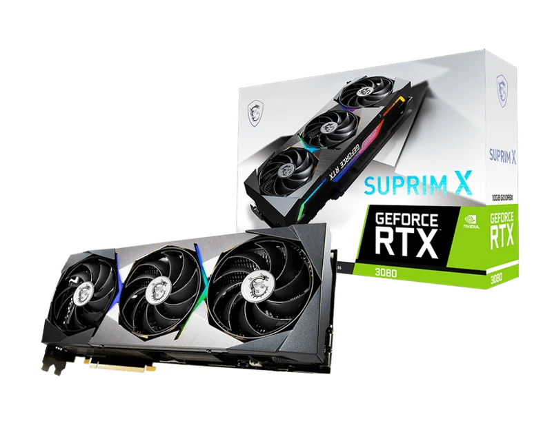 MSI GeForce RTX 3080 Suprim X 10G LHR Graphics Card + MSI MAG Coreliquid C240 RGB Liquid CPU Cooler