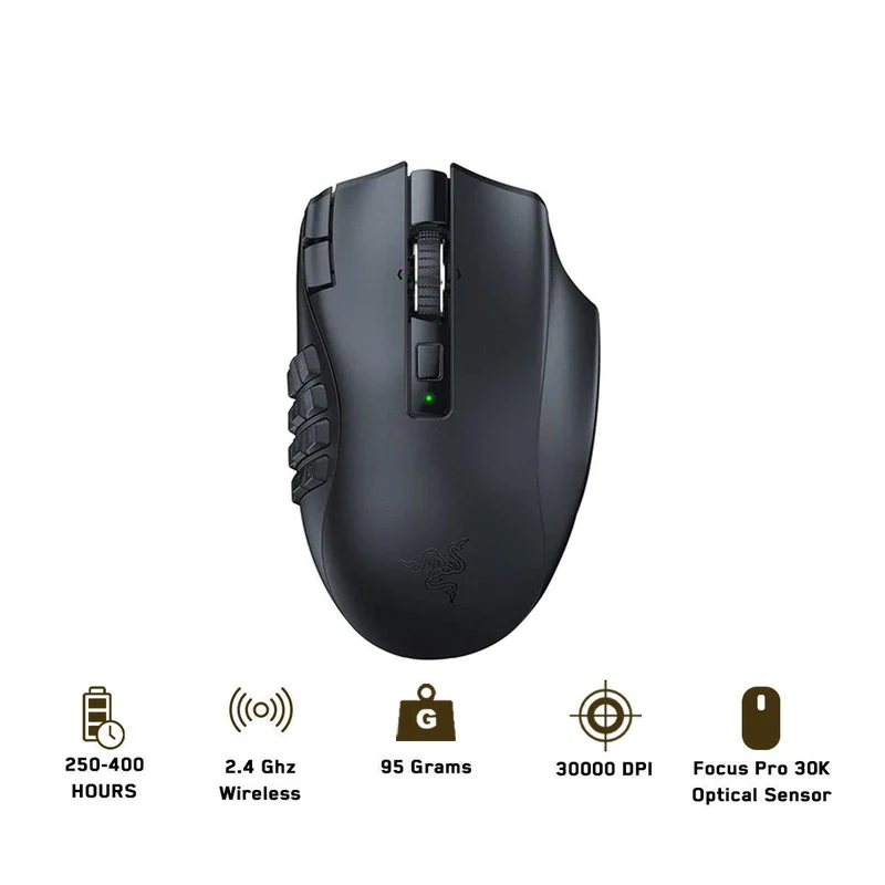 Razer Naga V2 Hyperspeed Ergonomic Wireless MMO Gaming Mouse