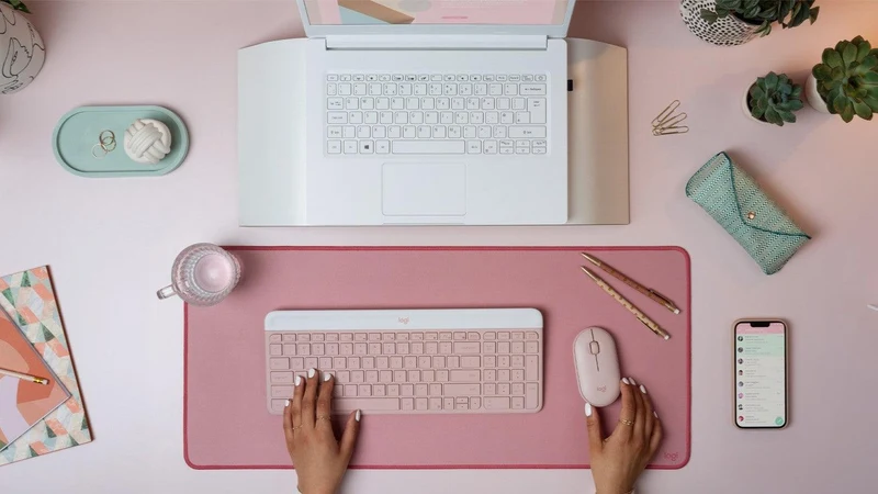 Logitech Slim Combo Mk470 Wireless Keyboard And Mouse (Rose)