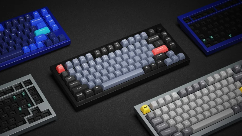 Keychron Q1 QMK Custom Mechanical V2 Knob Version Hot-Swappable RGB Backlight Keyboard - Carbon Black B (Gateron G Pro Red Switch) (Q1M1Z)