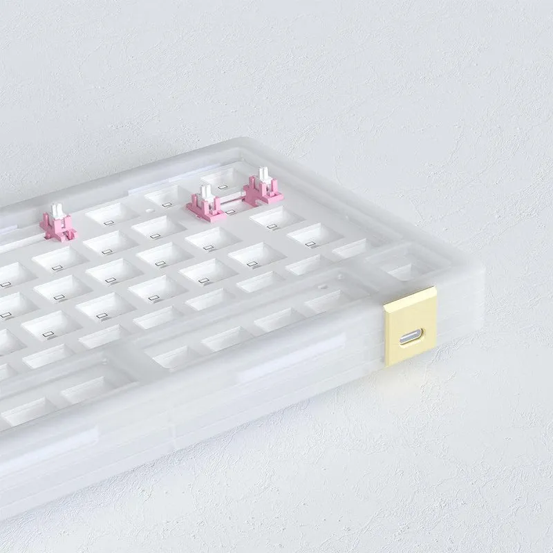 AKKO ACR75 V2 RGB Mechanical Keyboard Hot-Swappable DIY Kit Socket Gasket Mount With 81-Key Layout (Stacked Acrylic Version) (White)