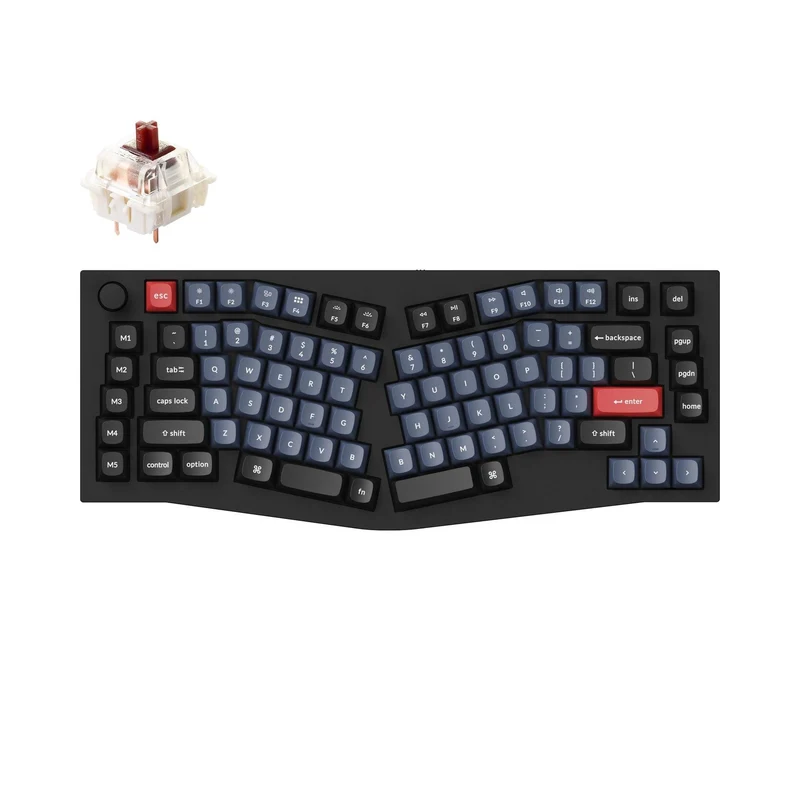 Keychron Q10 (Alice Layout) QMK Custom Mechanical Knob Version Hot-Swappable RGB Backlight Keyboard - Black (Gateron G Pro Brown Switch) (Q10M3)