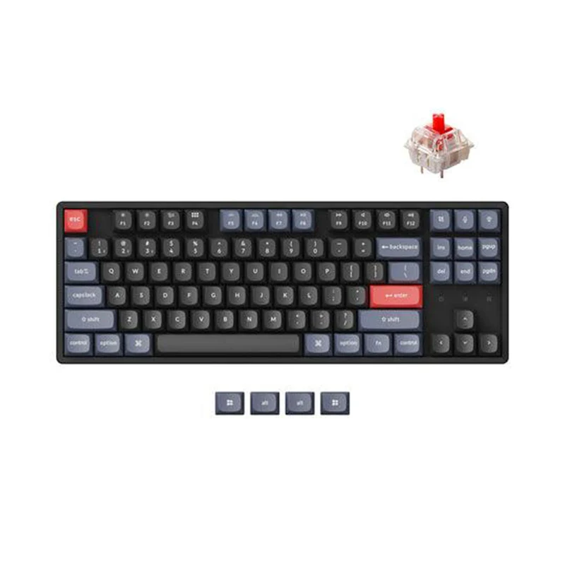 Keychron K8 Pro QMK/Via Wireless Mechanical Hot-Swappable RGB Backlight Aluminum Keyboard - Black (Gateron G Pro Mechanical Red Switch) (K8P-J1Z)