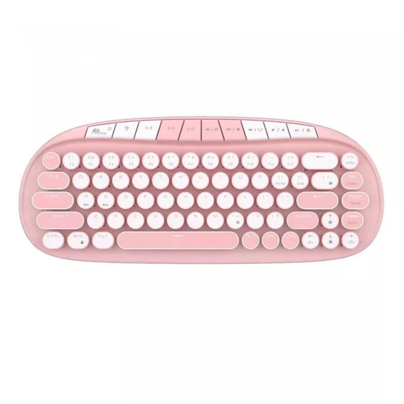Royal Kludge RK Round Tri-Mode RGB 68 Keys Hot Swappable Mechanical Keyboard Pink (Pink Switch)