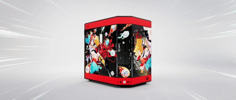 Hyte Hakos Baelz Y60 Mid-Tower ATX Modern Aesthetic Case (Black/Red) + Desk Pad Bundle