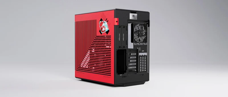 Hyte Hakos Baelz Y60 Mid-Tower ATX Modern Aesthetic Case (Black/Red) + Desk Pad Bundle