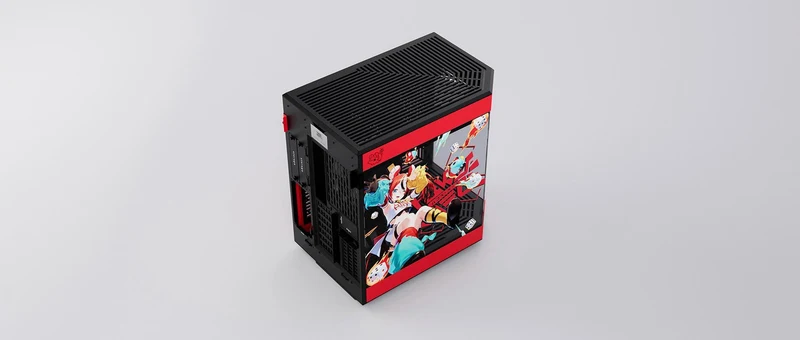 Hyte Hakos Baelz Y60 Mid-Tower ATX Modern Aesthetic Case (Black/Red) + Desk Pad Bundle