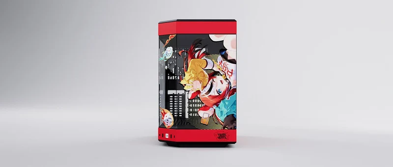 Hyte Hakos Baelz Y60 Mid-Tower ATX Modern Aesthetic Case (Black/Red) + Desk Pad Bundle