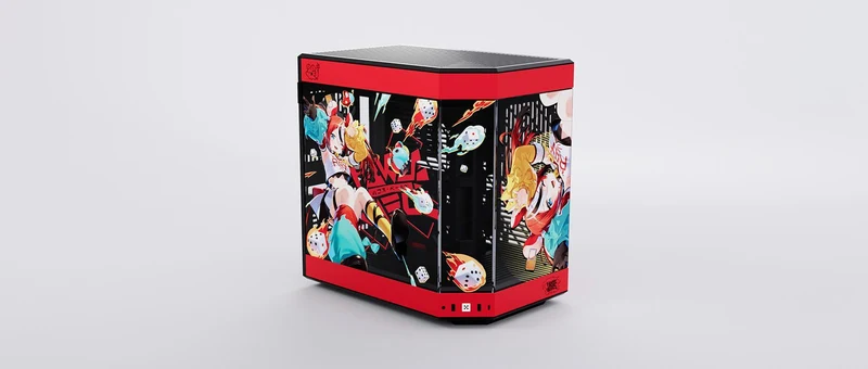 Hyte Hakos Baelz Y60 Mid-Tower ATX Modern Aesthetic Case (Black/Red) + Desk Pad Bundle