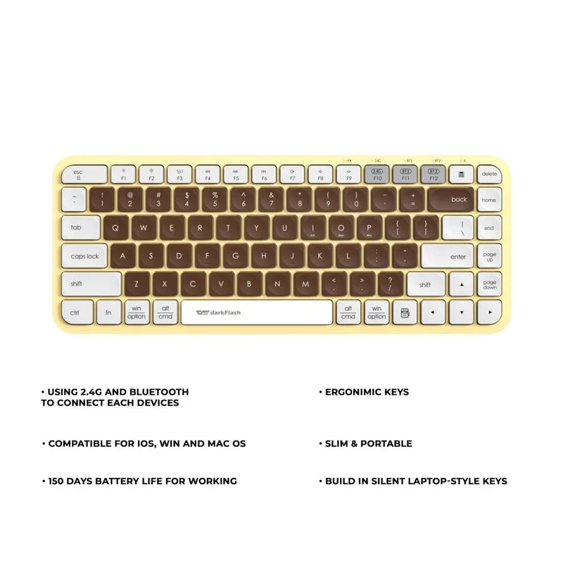 Darkflash V200 Wireless Bluetooth Keyboard (Mocha)