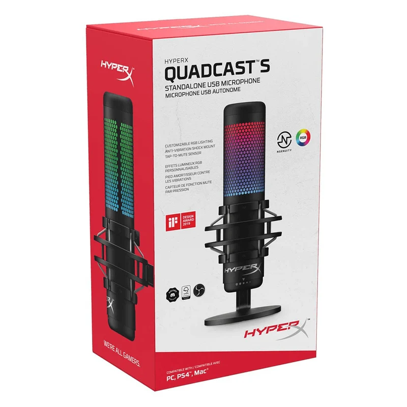 HyperX Quadcast S Standalone RGB USB Microphone For PC/ PS4/ Mac