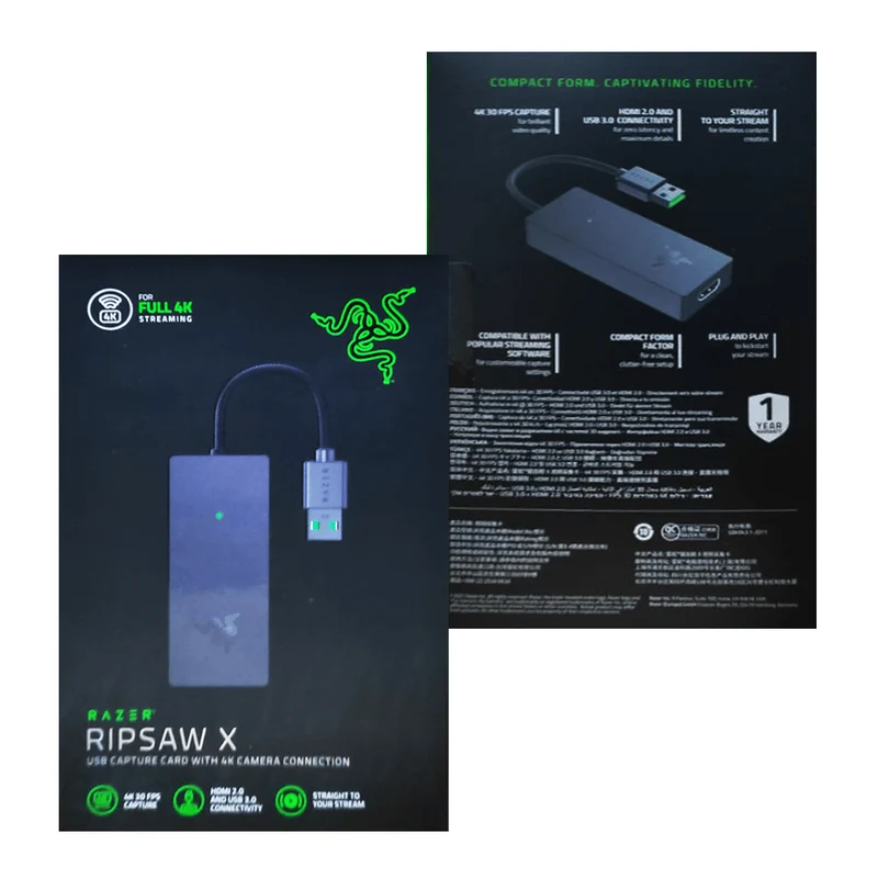 Razer Ripsaw X USB Capture Card with Camera Connection for Full 4K Streaming