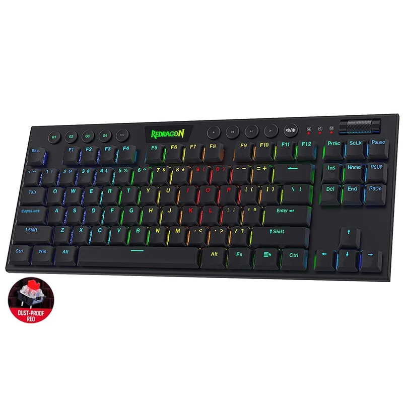 Redragon Horus TKL Wired RGB Mechanical Black Keyboard (Dust-Proof Red Switch) (K622-RGB)