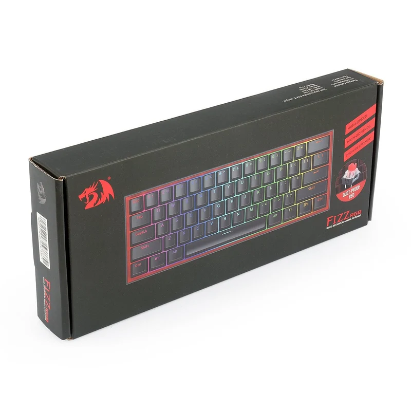 Redragon Fizz RGB Wired Mechanical Gaming Keyboard (Black) (Dust-Proof Red) (K617-RGB)
