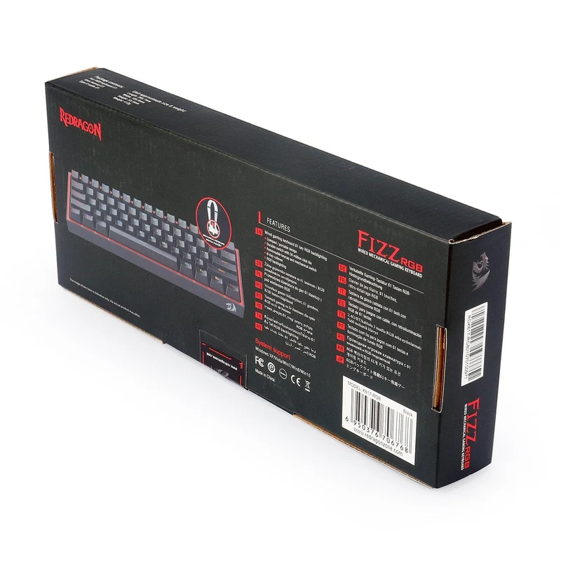 Redragon Fizz RGB Wired Mechanical Gaming Keyboard (Black) (Dust-Proof Red) (K617-RGB)