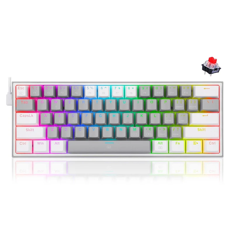 Redragon Fizz RGB Wired Mechanical Gaming Keyboard (Dust Proof Red) (Gray White) (K617-RGB)