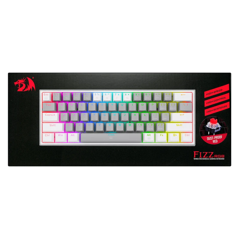 Redragon Fizz RGB Wired Mechanical Gaming Keyboard (Dust Proof Red) (Gray White) (K617-RGB)