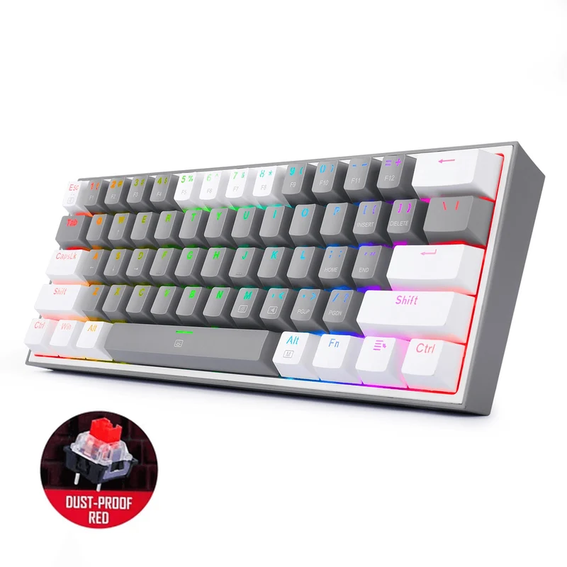 Redragon Fizz RGB Wired Mechanical Gaming Keyboard (Dust Proof Red) (Gray White) (K617-RGB)