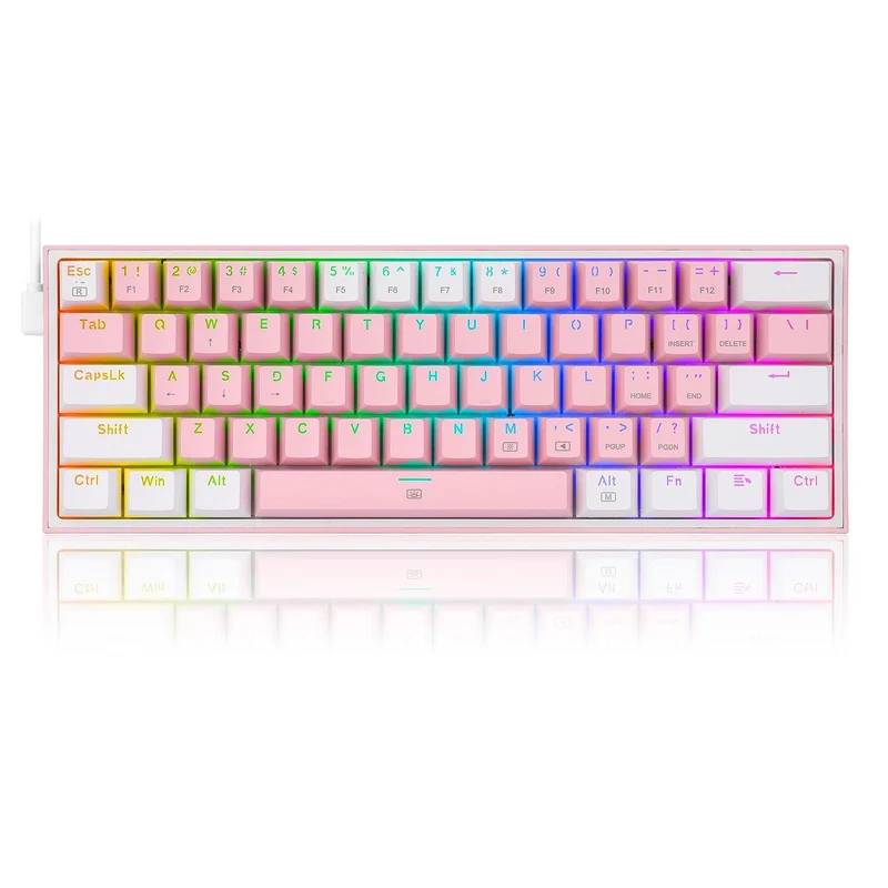 Redragon Fizz RGB Wired Mechanical Gaming Keyboard (Dust Proof Red) (Pink White) (K617-RGB)
