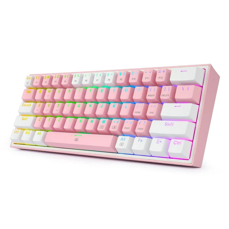 Redragon Fizz RGB Wired Mechanical Gaming Keyboard (Dust Proof Red) (Pink White) (K617-RGB)