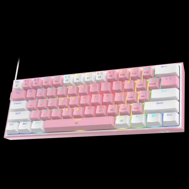 Redragon Fizz RGB Wired Mechanical Gaming Keyboard (Dust Proof Red) (Pink White) (K617-RGB)