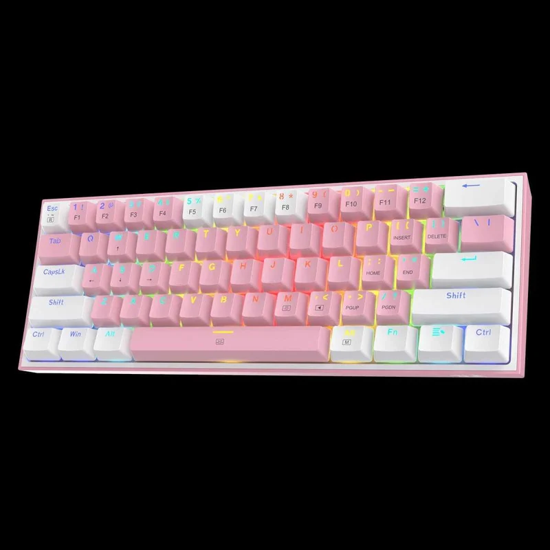 Redragon Fizz RGB Wired Mechanical Gaming Keyboard (Dust Proof Red) (Pink White) (K617-RGB)