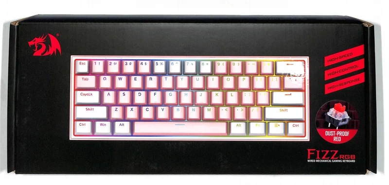 Redragon Fizz RGB Wired Mechanical Gaming Keyboard (Dust Proof Red) (Pink White) (K617-RGB)