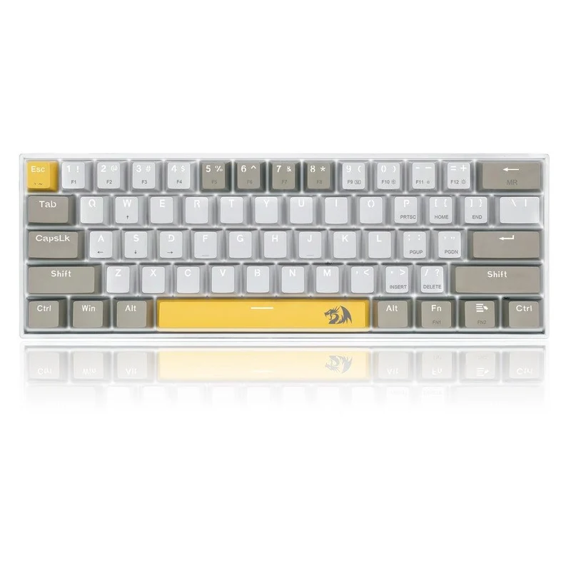 REDRAGON LAKSHMI K606 DETACHABLE WIRE MECHANICAL KEYBOARD (YELLOW WHITE GREY) DUST-PROOF BROWN SWITCH