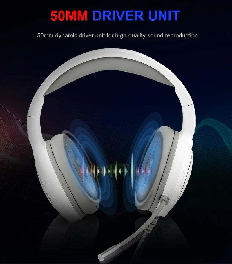 REDRAGON MENTO RGB STEREO WIRED GAMING HEADSET (WHITE) (H270-W)