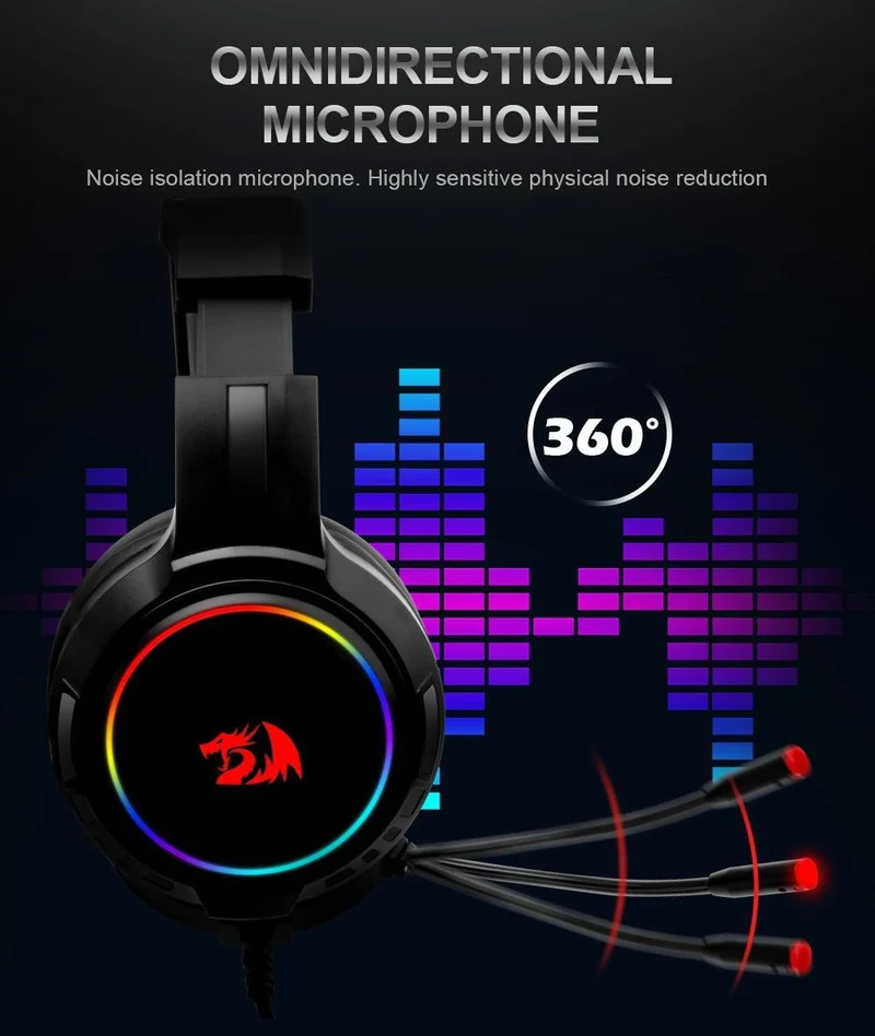 REDRAGON MENTO RGB STEREO WIRED GAMING HEADSET (WHITE) (H270-W)