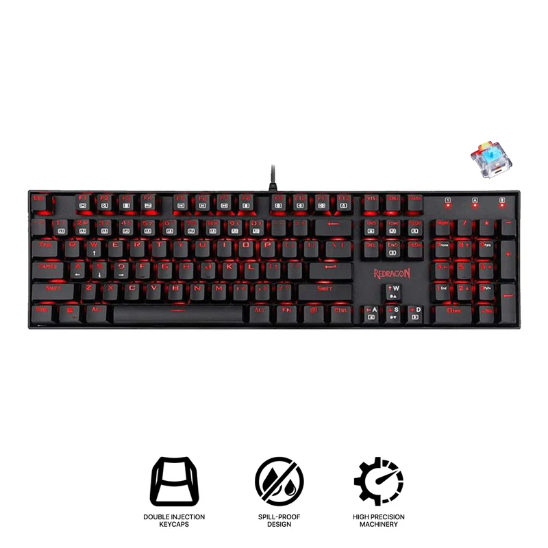Redragon Mitra Mechanical Gaming Keyboard (Dust-Proof Blue, Dust-Proof Red) (K551-1)