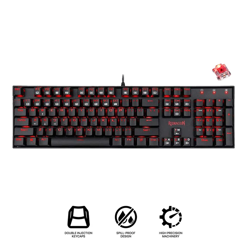Redragon Mitra Mechanical Gaming Keyboard (Dust-Proof Blue, Dust-Proof Red) (K551-1)