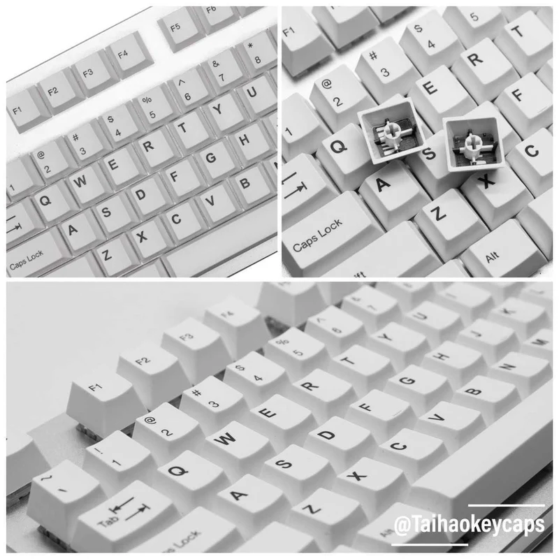 Taihao Double Shot ABS-Cubic Keycaps Set For Cherry MX Switch (130-Keys) (Black On White) (T01WP101)