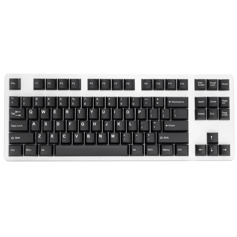 TAIHAO DOUBLE SHOT ABS-CUBIC KEYCAPS SET FOR CHERRY MX SWITCH (130-KEYS) (WHITE ON BLACK) (T01BK101)