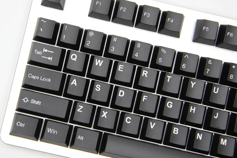 TAIHAO DOUBLE SHOT ABS-CUBIC KEYCAPS SET FOR CHERRY MX SWITCH (130-KEYS) (WHITE ON BLACK) (T01BK101)