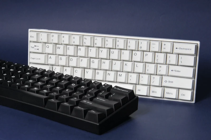 TAIHAO DOUBLE SHOT ABS-CUBIC KEYCAPS SET FOR CHERRY MX SWITCH (130-KEYS) (WHITE ON BLACK) (T01BK101)